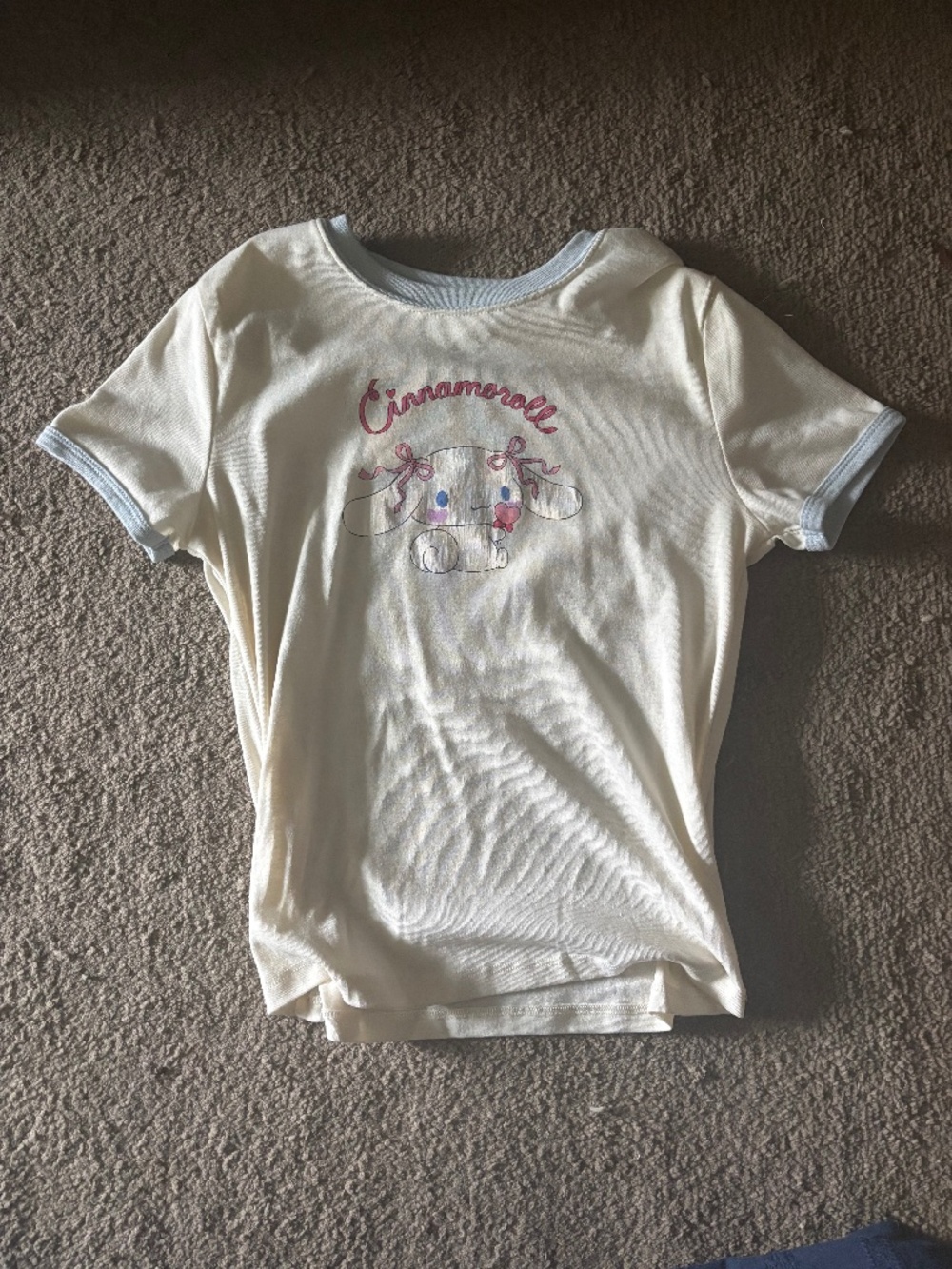 Sanrio cinnamoroll ringer tee tshirt cropped cute coquette bow pastel aesthetic